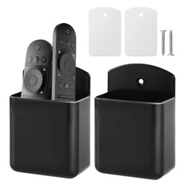 Jeqqinuz 2Pcs Remote Control Holder Wall, Self-Adhesive Remote Control Holder TV Controller Organizer, Wall Storage Box for TV Controls, Pens, Accessories for Home, Office, and School(Black)