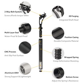 BONMIXC Suspension Seatpost 300lb Support for Larger & Tall Riders, 30.4 400mm, Adjustable Two-Way-Bolt Clamp, Reduce Wind Drag, Anti-Slip Shock Absorber Setback Bike Seat Post