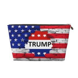 DITXIT American USA Trump Flag Cosmetic Bag Travel Makeup Bag Organizer Toiletry Bag with Zipper Storage Pouch Coin Purse Brushes for Women Girls Gifts