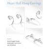 Half Hoops Heart Earrings Studs, 925 Sterling Silver Tiny Sleeper