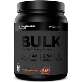 Transparent Labs Bulk Black Pre Workout - Clinically Dosed, Sugar Free Preworkout for Men and Women with Beta Alanine Powder, Citrulline Malate, & Caffeine Powder- 30 Servings, Strawberry Mango