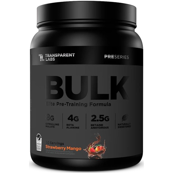 Transparent Labs Bulk Black Pre Workout - Clinically Dosed, Sugar