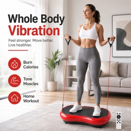 Vibration Plate Exercise Machine for Home Workouts – Whole Body Fitness Platform with 300 Speed Levels, Preset Programs & Resistance Bands