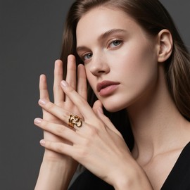 Lookray Gold Chunky Ring for Women,Opening Adjustable Irregular Curved Geometric Rings Trendy Twisted Wave Stackable Finger Ring Dainty Fashion Minimalist Statement Jewelry Accessories Style4