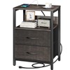 Yoobure Nightstand with Charging Station, Small Night Stand with Fabric