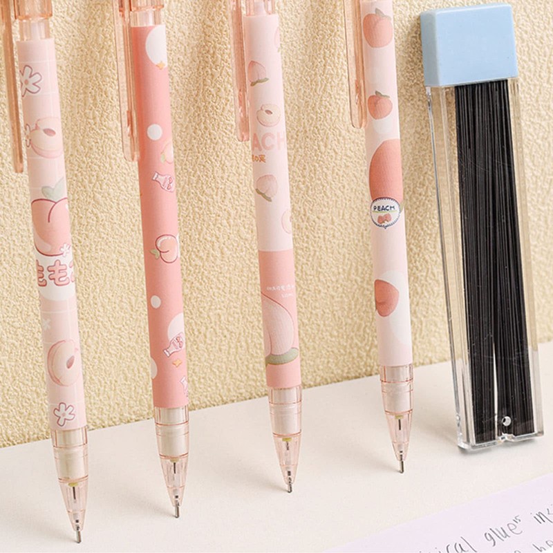 6 Pieces Mechanical Pencils Set Automatic Mechanical Pencils Peach Mechanical