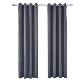 Blackout Curtain Polyester Bedroom Darkening Curtains Dark Grey for Household Decoration