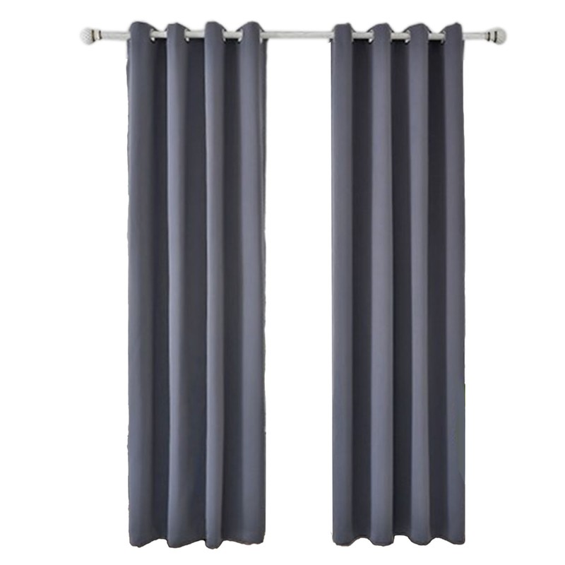 Blackout Curtain Polyester Bedroom Darkening Curtains Dark Grey for Household