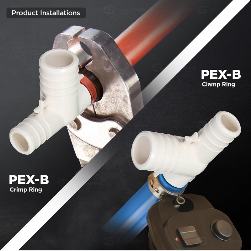 Supply Giant QQUF0034-5 Plastic PEX Poly Alloy Tee Barb Pipe