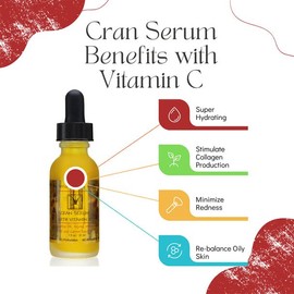Queen B Cran Serum Firming Toning Natural Face Serum with Vitamin C 1oz