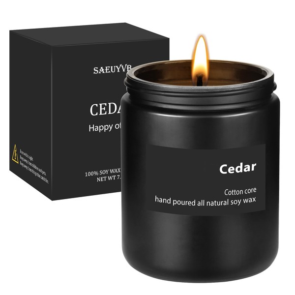 Scented Candles,Candles for Men,7oz Black Candles-Cedar Candles,Soy Candles for Home