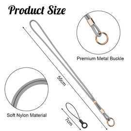 Flintronic Lanyard, Lanyards, Neck Strap, Rotating Metal Clip, Removable Neck Lanyard, Long Wrist with Carabiner, Paracord Key Ring, Key ID Cards (Grey)