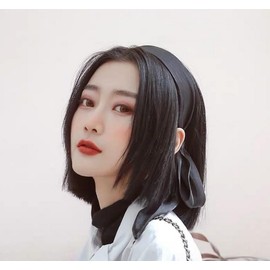 ASTRQLE Premium Black Satin Headbands with Bow Non Slip Wide Headbands Turban Headbands Knot Headband Hair Band Hair Accessories for Women Girl