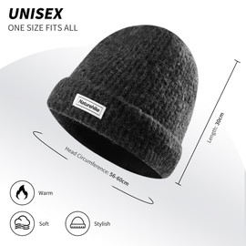 Naturehike Beanie Hat for Men and Women Knitted Hats Propeller Hat Soft Warm Stretch Comfortable Unisex Winter Hat, black