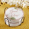 Kate Aspen Boho Ceramic Drink Coasters with Holder (Set of