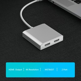 WJESOG 1x2 Mini Displayport to Dual HDMI Splitter Adapter,MDP to 2 HDMI Hub Multi Stream Transport Support 4K Resolution Support MST，SST