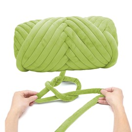 Super Soft Velvet Bulky Tube Yarn for Hand Knitting Blanket for Braided Knot, Giant Arm Knitting Yarn for Knitting Throw Rugs Pillow(Green 0.55lb)