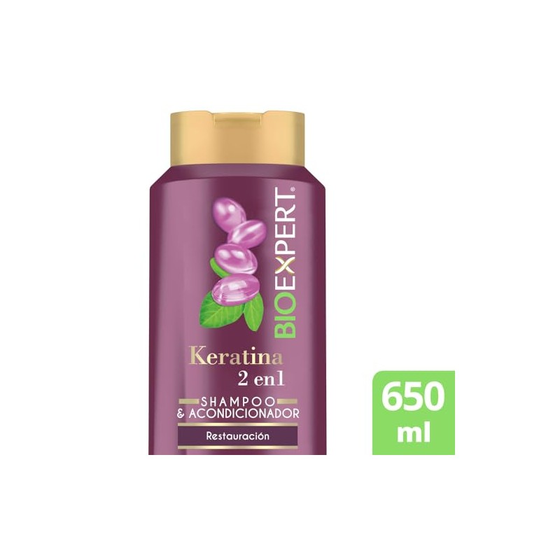 Shampoo Bioexpert 2 en 1 Keratina Restauración 650 ml