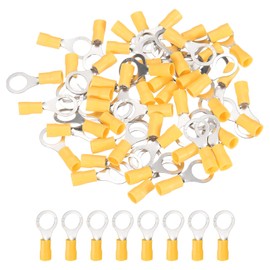 MECCANIXITY 50 Pcs RV5.5-10 Insulated Ring Electrical Wire Connectors Wire Terminals Wire Crimp Connector Kit 12-10 AWG for Electrical Projects Industrial Chemical Industry, Yellow