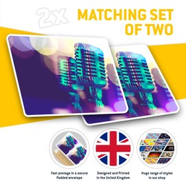 Rectangle Stickers (Set of 2) 10cm - Microphone Singer Band Fun Decals for Laptops,Tablets,Luggage,Scrap Booking,Fridges, #16495