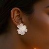 Flower Cluster Earrings for Women White Pink Blossom Design Clip