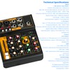 Mini Audio Mixer, Portable Mini4 DJ Board Mixer with USB