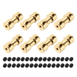 sourcing map 8Pcs 2mm to 2mm Brass Shaft Coupling Joint Connector with Screws Flexible Motor Shaft Coupler for RC Model Car Airplane Motor Wheels Tires Shaft