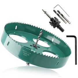 Qjaiune 8-1/4 Inch / 210mm Hole Saw with Heavy Duty Arbor, 8.25 Inch Hole Saw HSS Bi-Metal Hole Cutter Smoothly Cutting in Cornhole Boards, Plastic, Wood, Fiberboard, Drywall