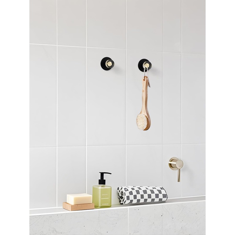 JIASENBAO 4 Pack Adhesive Crystal Towel Hooks for Bathrooms Black