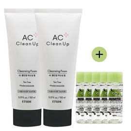 Etude AC Clean Up Mildly Acidic Cleansing Foam 2 x + 5 Monster Samples / 에뛰드 AC 클린업 약산성 클렌징 폼 2개+몬스터견본 5개