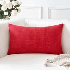 Artscope Linen Cushion Covers Set of 1 Decorative Lumbar Pillowcase Pillow Cover 12x20 Inch for Home Decor Sofa Bedroom Car 30x50cm Red