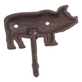 Pack of 4 Cast Iron Western Vintage Rustic Bacon Pig Wall Coat Hooks Hangers