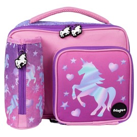 Fringoo - Large Capacity Kids Square Lunch Bag | Small Cool Bag Kids Lunchbox | Perfect As School Lunch Bag for Girls - Unicorn Ombre