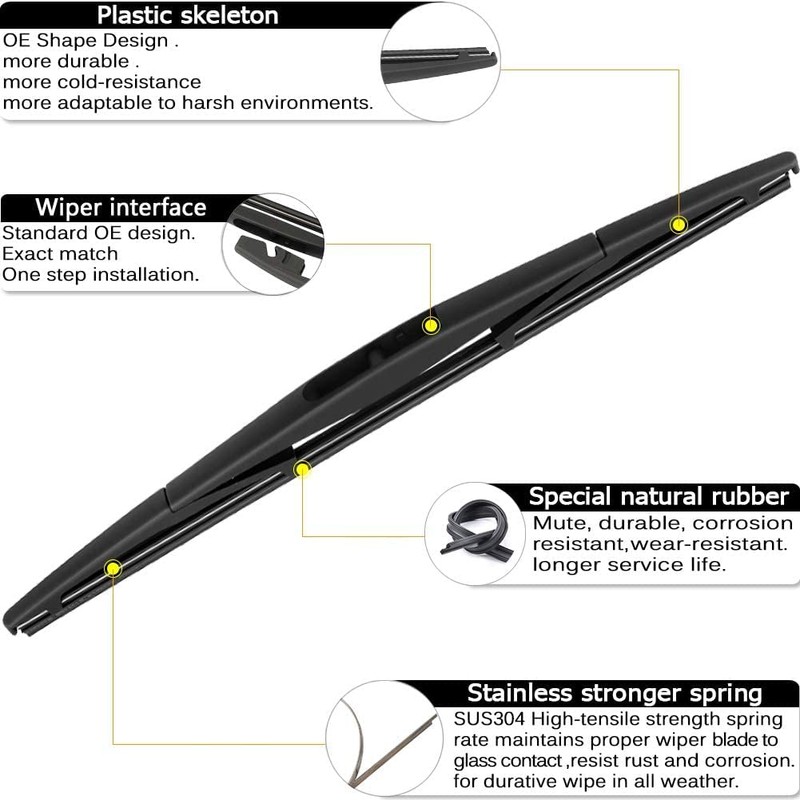 AUTOBOO 26"+16" Windshield Wipers with 12" Rear Wiper Blade Sets
