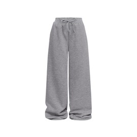 Ecolala Girls Wide Straight Leg Loose Sweatpants Elastic Waist Drawstring Jogger Pants Grey 9-10Y
