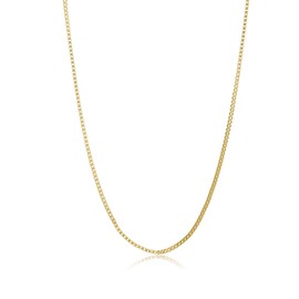 The Bling Factory 2.5mm 24k Yellow Gold Plated Stainless Steel Square Box Chain Necklace, 22 inches