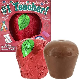 Valentine's Chocolate Number 1 Teacher, Hollow Milk Chocolate Flavored Apple, NET WT 3.75oz (106g) (2-Pack)