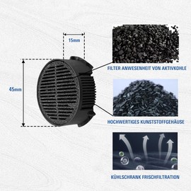 Set of 4 Activated Carbon Filters Suitable for Liebherr Refrigerators 9096342, Diameter 45 mm Fresh Air Filter with Activated Carbon, Fridge Filter
