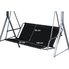 PETELA Replacement Swing Seat Cover - Black Garden Swing Seat Cover Hammock Chair - Garden Furniture Swing Chair (148cm x 50cm x 50cm)