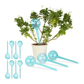 Set of 12 Watering Globes 2 Weeks Retractable Potted Plants Dosed Watering 250 ml Plastic Light Blue