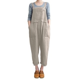 Aedvoouer Women's Baggy Plus Size Overalls Jumpsuits Wide Leg Harem Pants Casual Rompers,S,Kd-grey