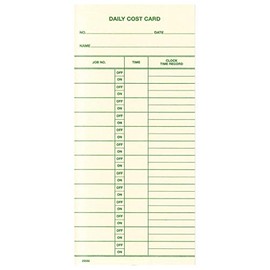 Box of 1000 Daily Job Cost Cards, 13 Off/On Records. Fits Acroprint, Amano, Lathem, Simplex & More