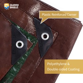 GUARD SHIELD Brown/Green Tarp 20x20 Feet Medium Duty Outdoor Waterproof Multi Purpose Poly Tarps Cover 7mil