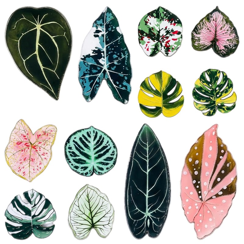 12 pcs Leaf Shaped Fridge Magnets, Plant Themed Decorative Acrylic