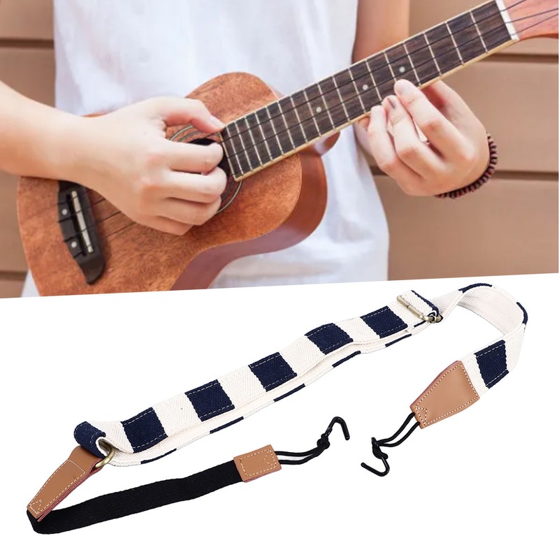 Ukelele Strap Non Drilling Adjustable Cotton Ukulele Belt Double Hook