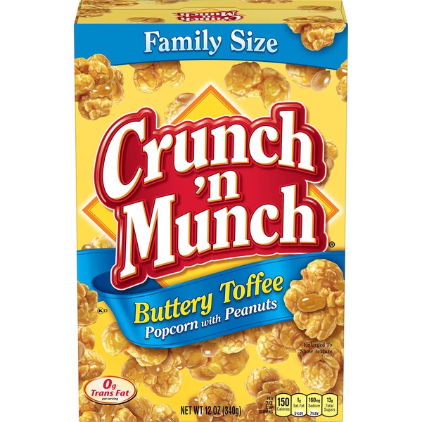 CRUNCH 'N Munch Buttery Toffee Popcorn with Peanuts, 12 Ounce (Pack of 6)