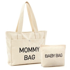 Xuniea Pack of 2 Gift Set for Expectant Mothers Large Cord Bag Mum Bag Cosmetic Bag Baby Bag Carry Bag with Zip Pregnant Cosmetic Bag for New Mum Wife Baby Shower Announcement