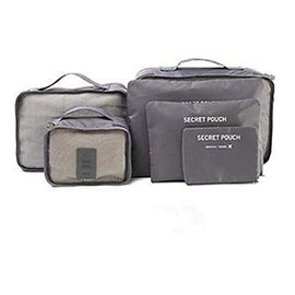 King&Pig 6pcs Travel Organizer Pouches Waterproof Luggage Clothing Finishing Bag(grey)