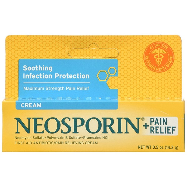 Neosporin Plus Pain Relief Cream, Maximum Strength, 0.5 oz (Pack of 4)