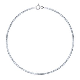 PLANETYS - Bismarck Diamond-Coated Ankle Chain Anklet 925 Sterling Silver Rhodium-Plated 1.8 mm Wide Various Lengths 23-24-25 cm, Sterling Silver